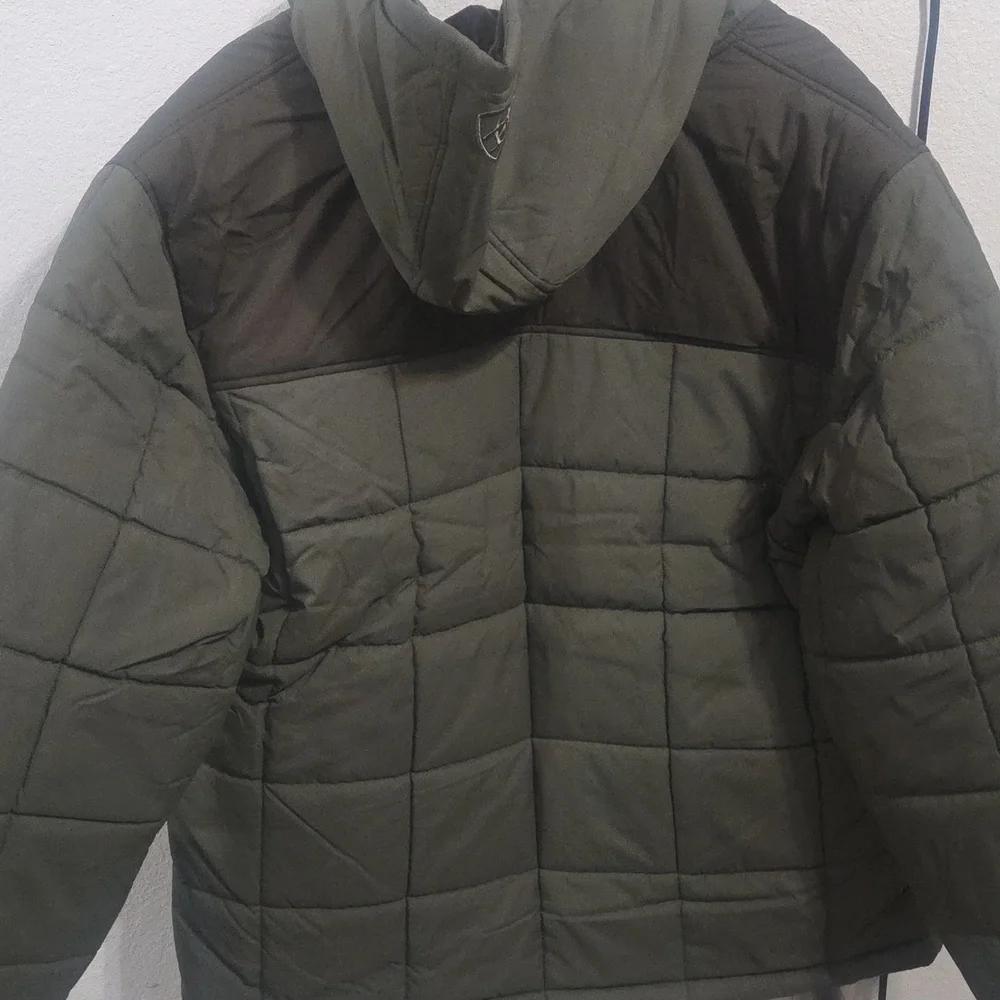 Men's Ariat Olive Hooded Puffer Jacket - Insulated Winter Coat XL